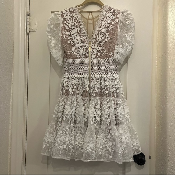 Bronx and Banco "Megan" Mini Dress in White Lace - Size 4 (S) - Picture 8 of 14